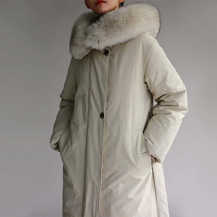 Fox fur goose long padding coat