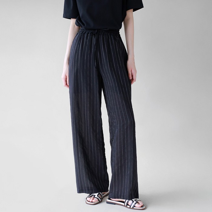 Sheer Stripe Wide Pants