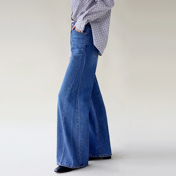 Side cut wide denim